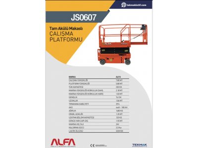 ALFA JS607 Elektirkli Makaslı Plotformlar
