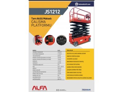 ALFA JS1212 Elektirkli Makaslı Plotformlar