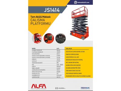 ALFA JS1414 Elektirkli Makaslı Plotformlar